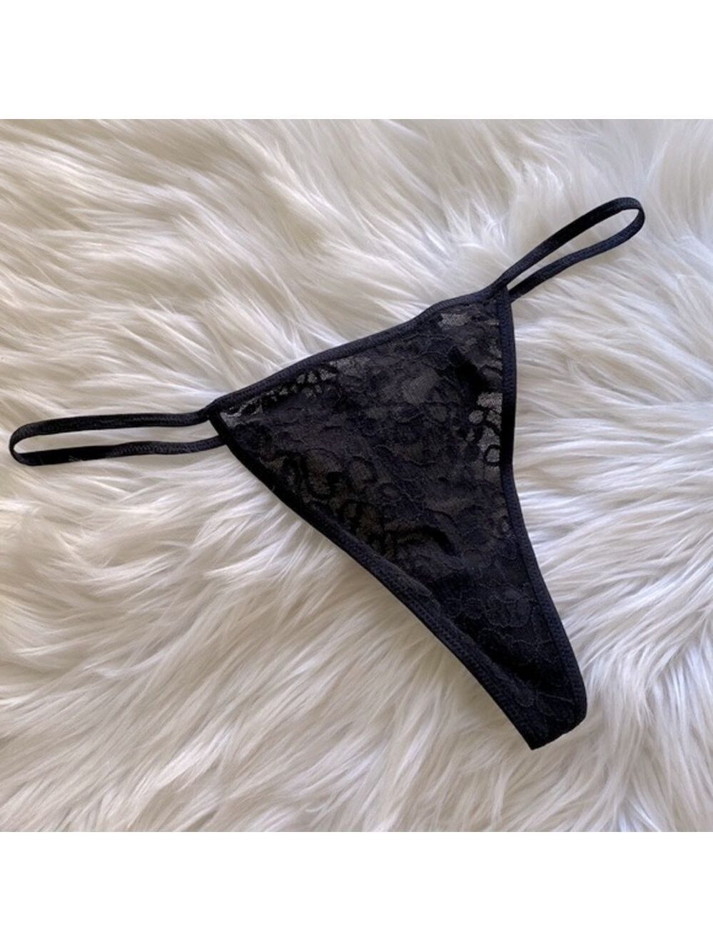 Victoria’s Secret black lace G-string